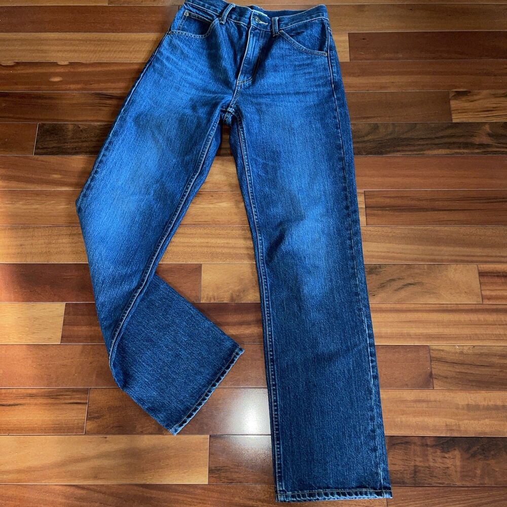 Uniqlo U Jeans Mens Real 28x 31 Blue Denim Straight Leg 100% Cotton Classic